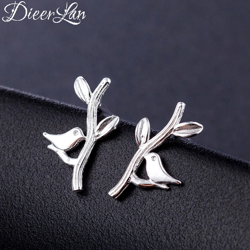 DIEERLAN корейская мода 925 стерлингового серебра Птица серьги-ветки для женщин Bijoux массивные ювелирные изделия Pendientes Brincos
