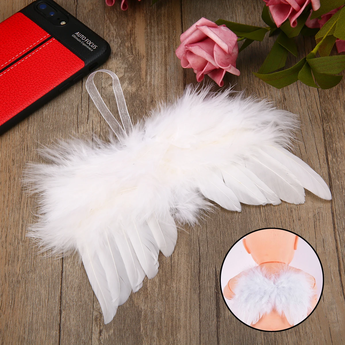 1pcs Christmas Tree Feather Wing Baby White Angel Decoration Party Hanging Home DIY Ornaments Wedding  Supplies