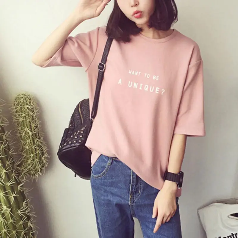 New Korean  Style  O Neck Tee Summer Harajuku T Shirt  Women 