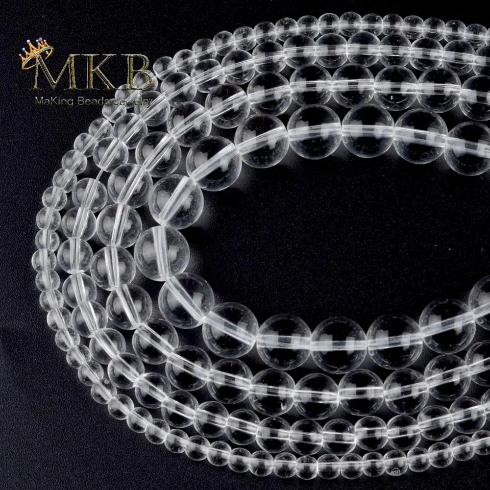 

4 6 8 10 12mm Smooth White Quartzs Glass Crystal Beads For Jewelry Making Round Loose Beads Diy Bracelet Necklace 15" Strand
