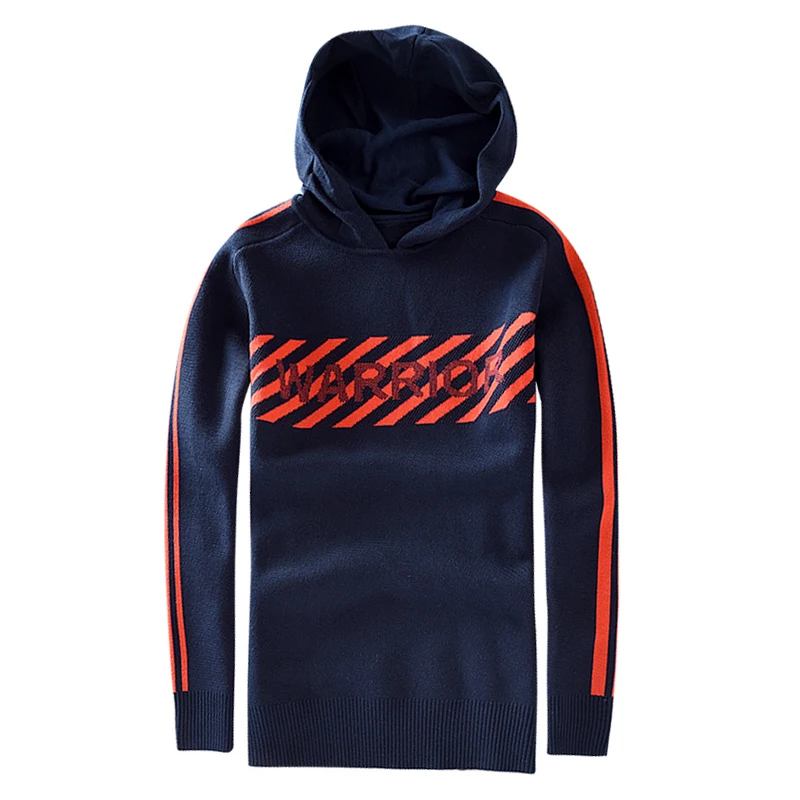 

Men's Hooded Sweater Trend English embroidered sweater, leisure cotton knitwear 2018 autumn and winter new 8520