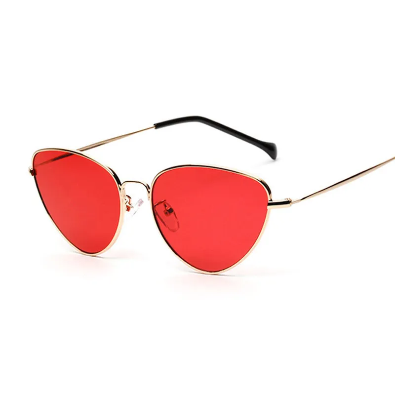 

Retro Cat Eye Sunglasses Women Luxury Brand Designer Yellow Red Lens Sun glasses Fashion Light Weight Vintage Metal Eyewear