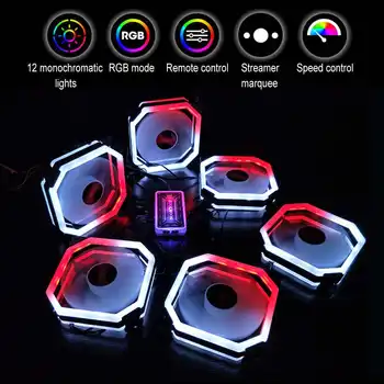 

1/2/3/4/5/6pcs Adjustable LED Lights 120mm Cooler Fan Remote Controller Heatsink Computer Case PC Cooling Fan 12V 6pin Light RGB