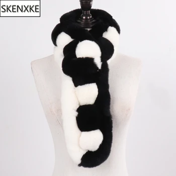 

Women Real Rex Rabbit Fur Scarf New Pompoms Genuine Rex Rabbit Fur Warm Neckerchief Fluffy Natural Fur Scarves Wholesale Retail