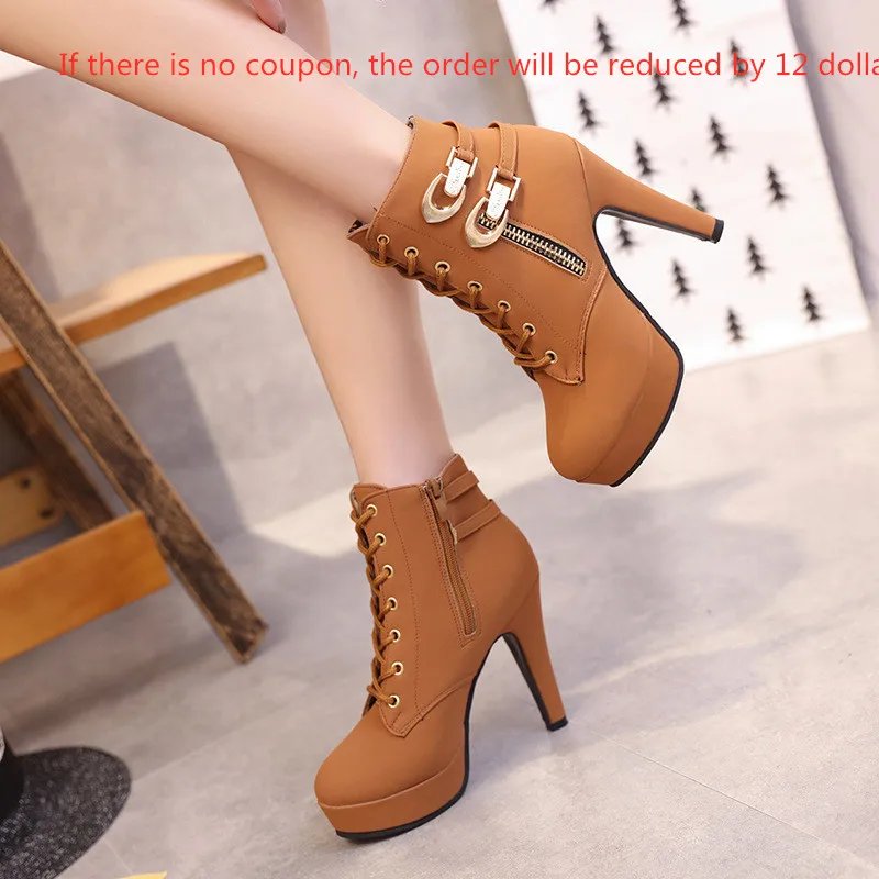 

Super high heel stiletto waterproof side zipper boots women's shoes with large size foreign trade Martin boots