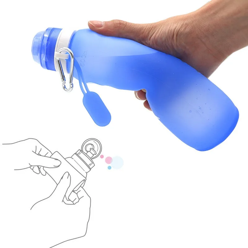 

600ml Silicone Folding Water Bottle Outdoor Sports Portable Water Bottle Convenient Travel Anti-scalding Insulated Kettle