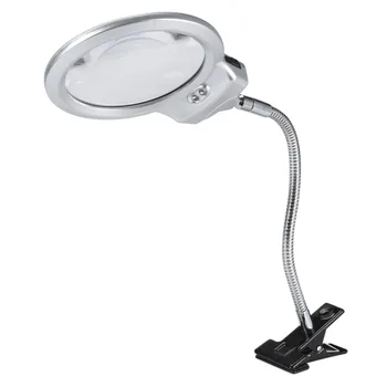 

Portable Table Top Desk Lamp Lighted Magnifier Large Lens Magnifying Glass With LED Light Clamp Eye Care Braces Support Tools