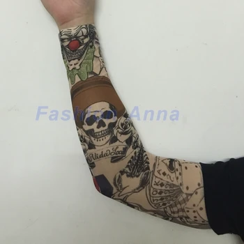 

8pcs Temporary Fake Slip On Tattoo Arm Sleeves Kit Halloween Tattoo Elastic Arm Sleeve Stockings Sport Skins Sun Protective