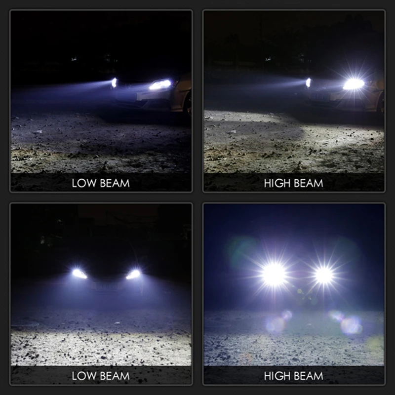 VicTsing 2pcs Car Headlights 9005 H10 200W 20000LM LED Headlight Kit Bulbs High Beam 6500K White Waterproof IP68 360 Degree      (6)