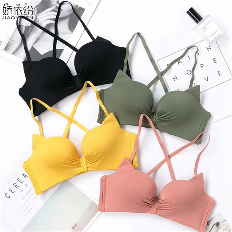 

JYF Sexy Fox Seamless Underwear Women Lovely Cat Ears Bra Set Spring Comfortable Young Girl Sexy Lingerie Push Up Bra Sets