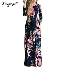 2018 RUIYIGE Summer Floral Print Beach Dress Boho Holiday Hot Long Maxi Dresses Ice Milk Silk