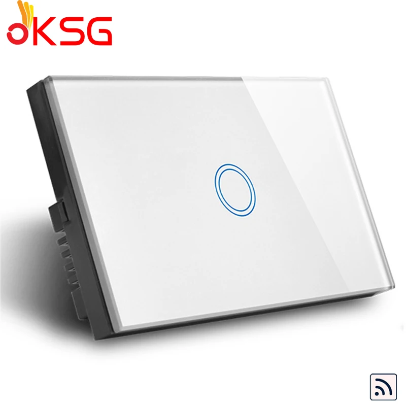 

KSG,US/AU 1 gang Wireless Remote Switch,Luxry Crystal Glass Panel Smart Home Touch Control Light Switch 220V RF433Mhz,no remote