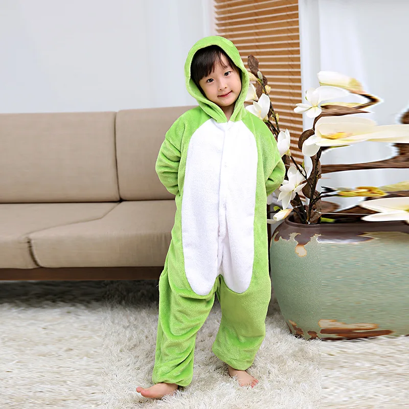 Lovable Green Frog Children Onesies Kigurumi Cartoon Flannel Boy Pajamas Baby One piece Sleepwear Cosplay For Halloween Jumpsuit (5)