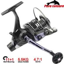 PureLeisure спиннинговая катушка для ловли карпа 11+ 1 BB 4:7:1 соотношение Рыбная приманка для двойного тормоза вправо/влево Fly катушка спиннинга для морской рыбалки