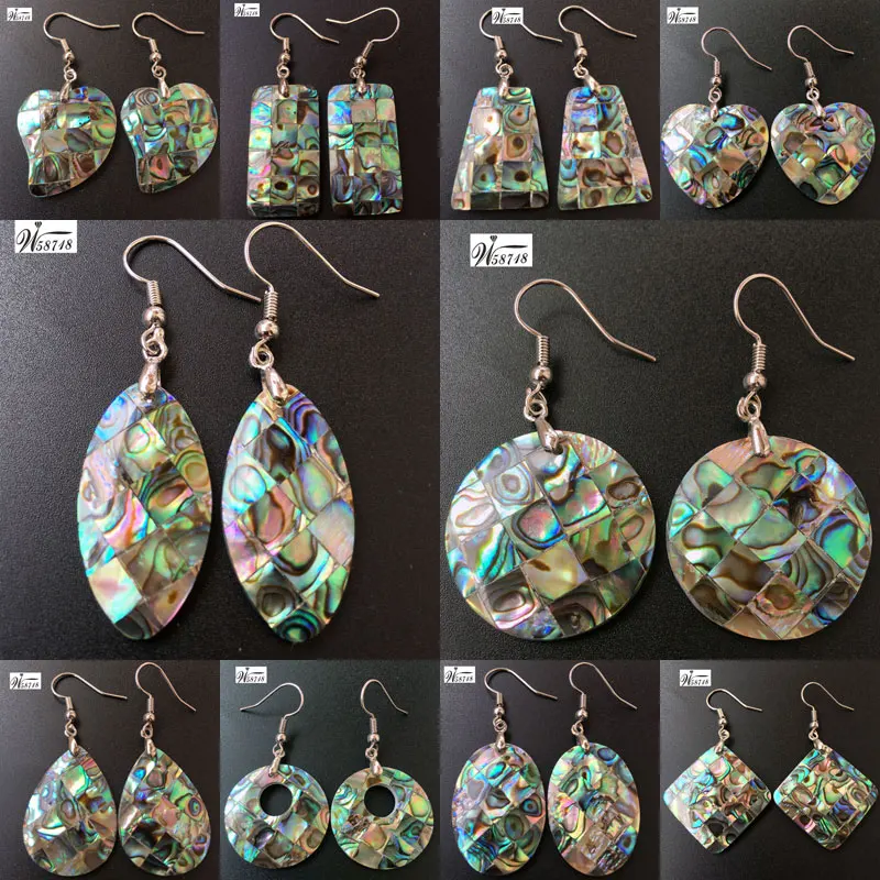 

Free shipping Fashion Jewelry New Zealand Abalone Shell Women Men Art Dangle Earring WB687