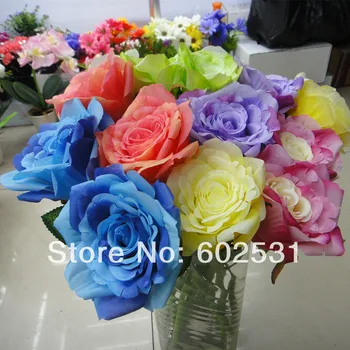 

SPR 10pcs/lot Silk Roses Wedding Bouquet Artificial Flowers 6 Colors Available