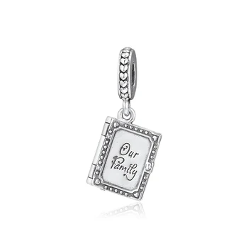 

Family Book Dangle Charm Fits 925 Sterling Silver Jewelry Snake Chain Bracelets For Woman Beads For Jewelry Making