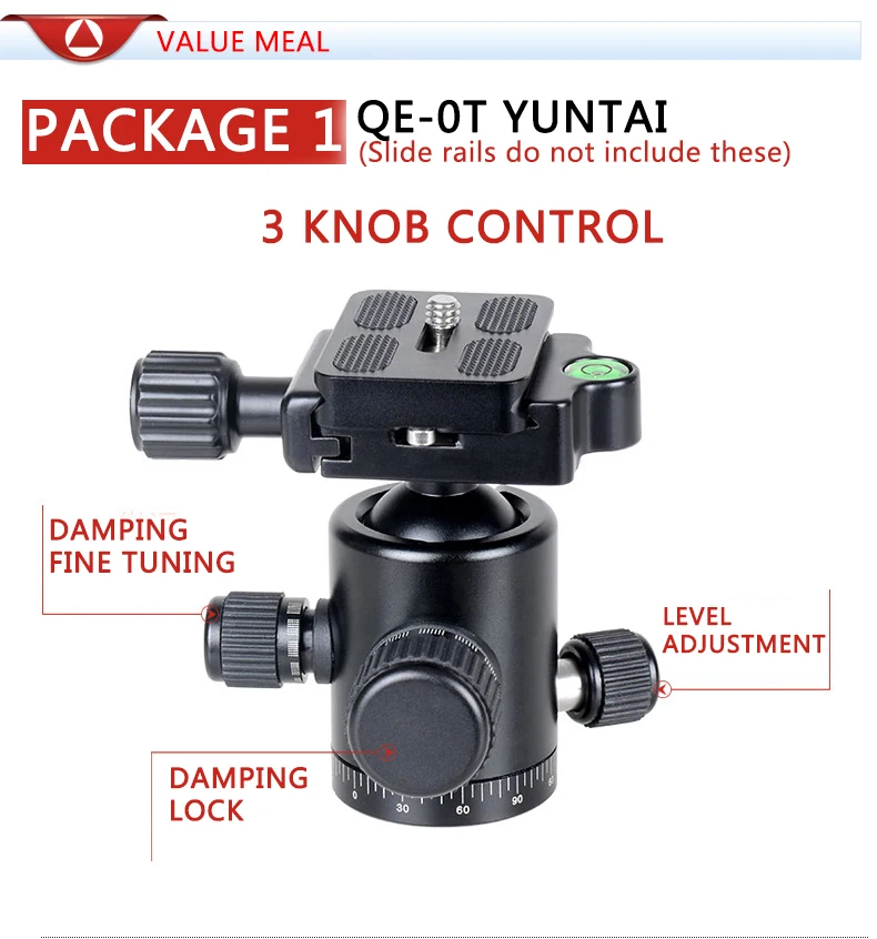 KINGJOY Official VM-80/100 Camera Silent Macro For Nikon Rail Tripod Head Time Lapse Ballhead Balhoofd Tripod Ball Head Video