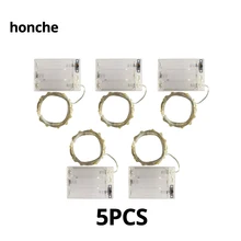 5 шт. 50 светодиодный Звездное строка батарея огни Фея микро теплый белый свет светодиодный прозрачный Медный провод для вечерние на свадьбу, Рождество