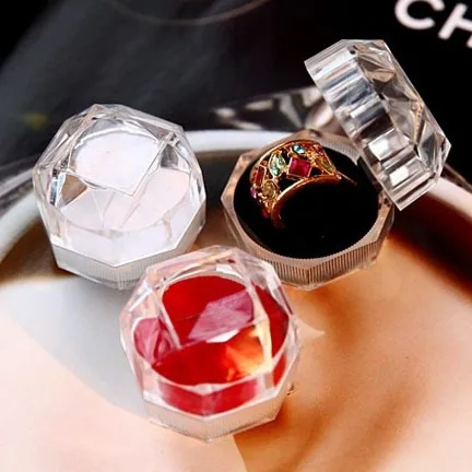 

3 pcs/Lot Acrylic Crystal clear ring jewelry box /plastic cosmetic finger ring box case, portable storage diy bead stone tools