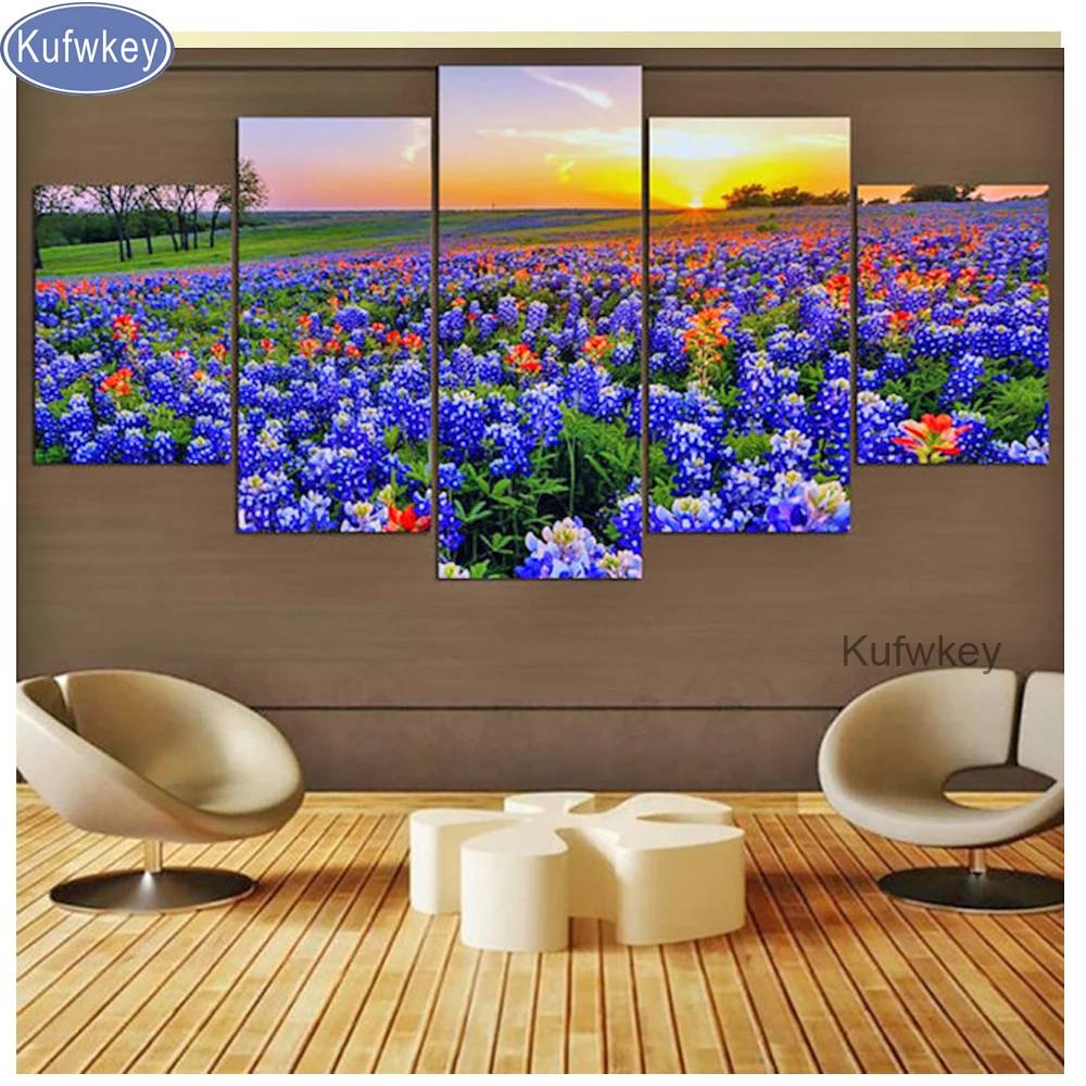 3d Алмазная картина Sunrise Scenery blue Cornflower 5 шт. полная квадратная/круглая мозаика