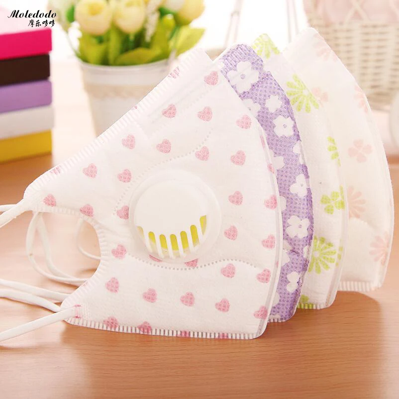 

Moledodo 5pcs PM 2.5 mouth masks Children's Non-woven fabric mouth masks disposable anti-fog haze dust breathable mouth masks