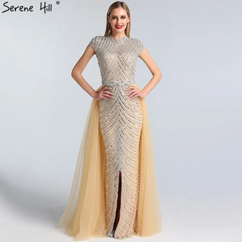 Роскошные вечерние платья из Дубаи без рукавов с бусинами,, Открытые Сексуальные вечерние платья Русалочки, дизайн беззаботного холма размера плюс, BLA60777
