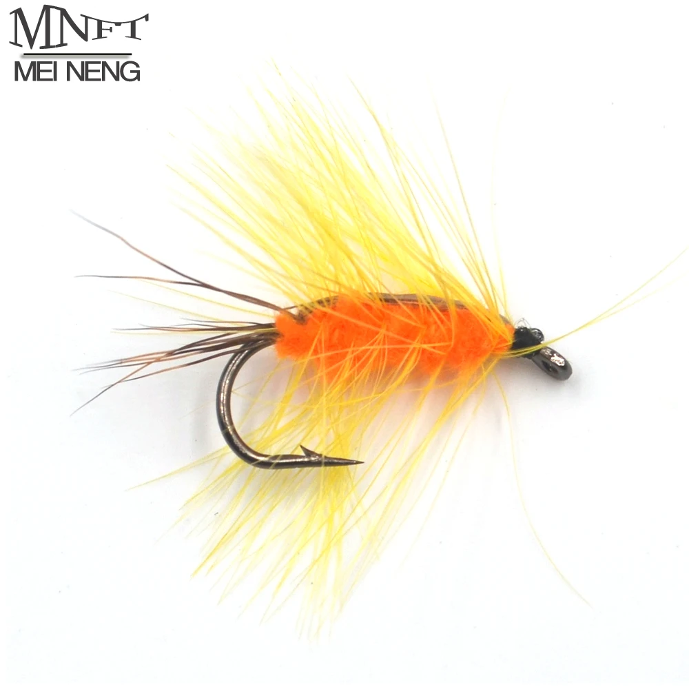 

MNFT 10PCS 6# Yellow Beard Orange Wooly Worm Bug Fly Trout Fishing Flies