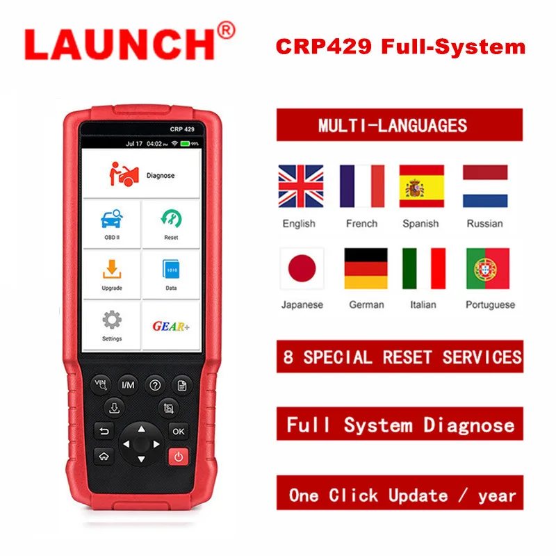 

Launch X431 CRP429 OBD2 Code Reader with All Full Systems Diagnosis EPB/SAS/DPF/BMS/IMMO One Click Update