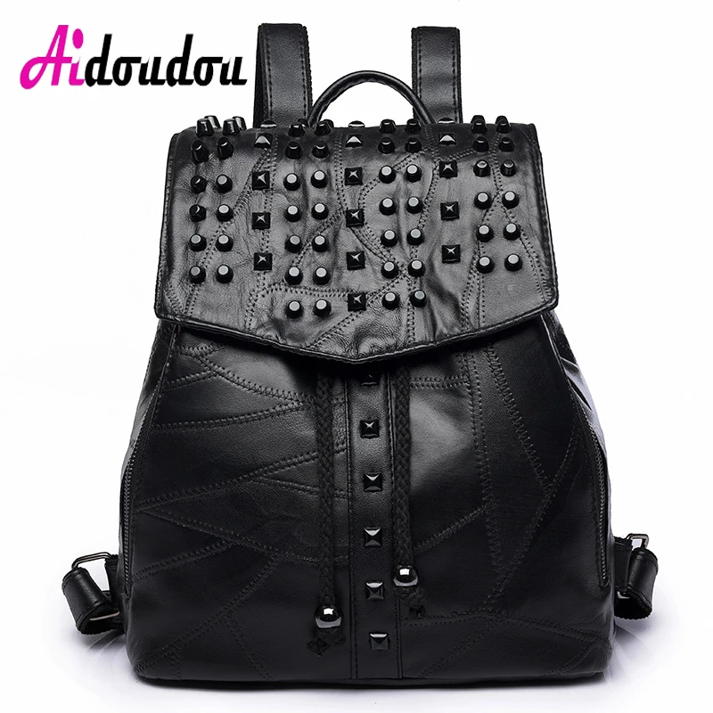 

women anti-theft backpack Sheepskin +PU genuine leather harajuku backpacks for teenage girls school bag female bagpack J1107AC