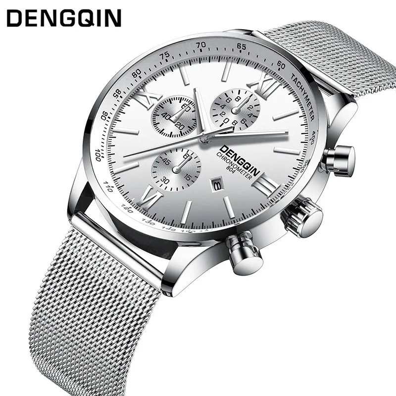 DENGQIN модные кварцевые часы для мужчин из нержавеющей стали S часы лучший бренд класса люкс мужские часы бизнес мужские наручные часы Relogio Masculino