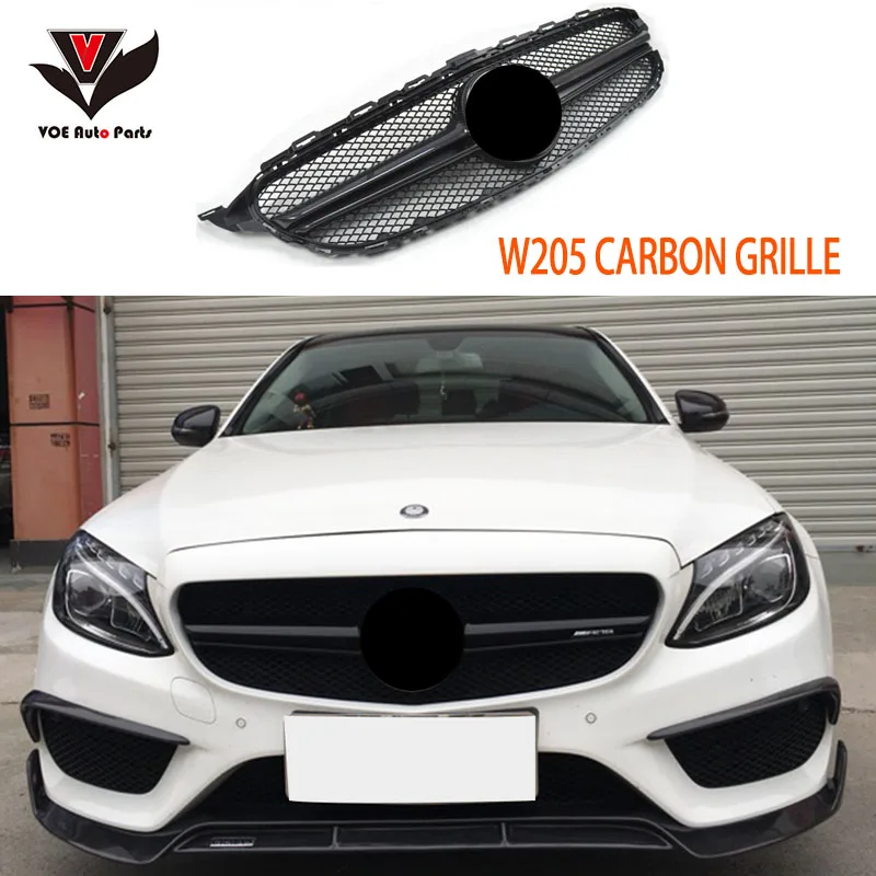 W205 углеродное волокно AMG СТИЛЬ передняя сетка гонки гриль решетка для Mercedes Benz