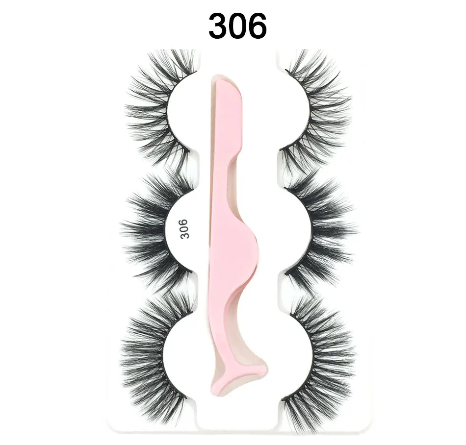 3 Pairs 3D Handmade Fake Eyelashes Natural Long Thick Makeup False Eyelashes Cross Eye Lashes Faux Cils for Makeup Tools