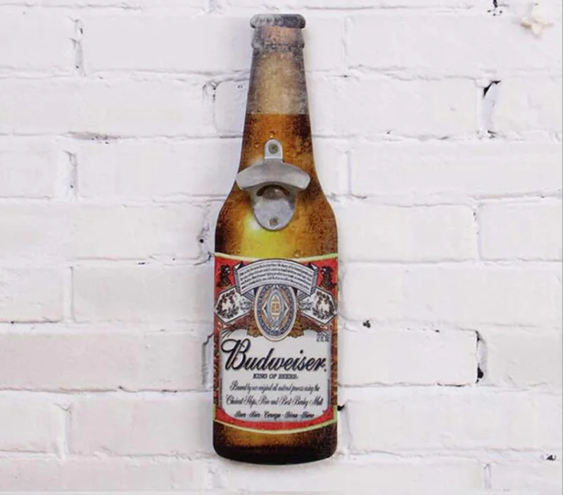 Ретро креативная открывалка для бутылок пива деревянная открывалка для бутылок Кофейня настенные завесы бар украшения для стен ресторана - Цвет: Budweiser