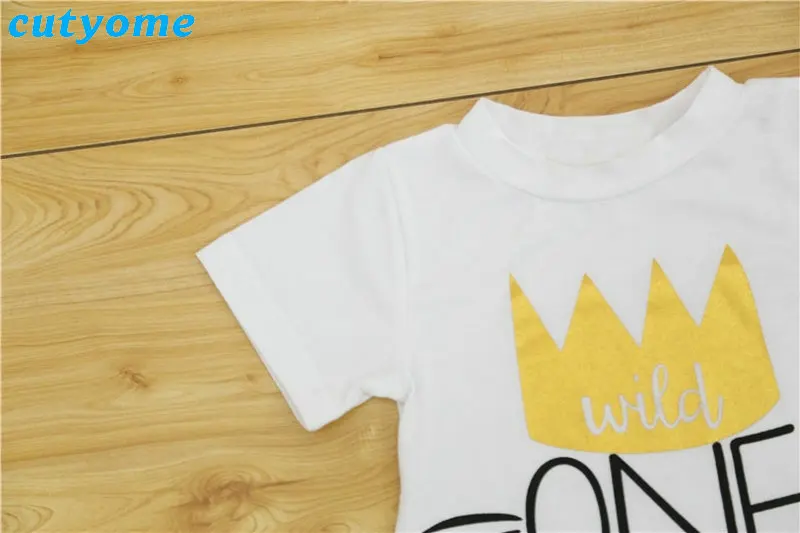 Baby Boys Girls T-shirts 1st Birthday Short Sleeve Top Tees Cotton Toddler Kids Boy Wild One T Shirt Clothing Child Girl tshirt (15)