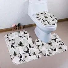 Ванная комната туалет три части Пол Дверной коврик ковер для ванной#4E11