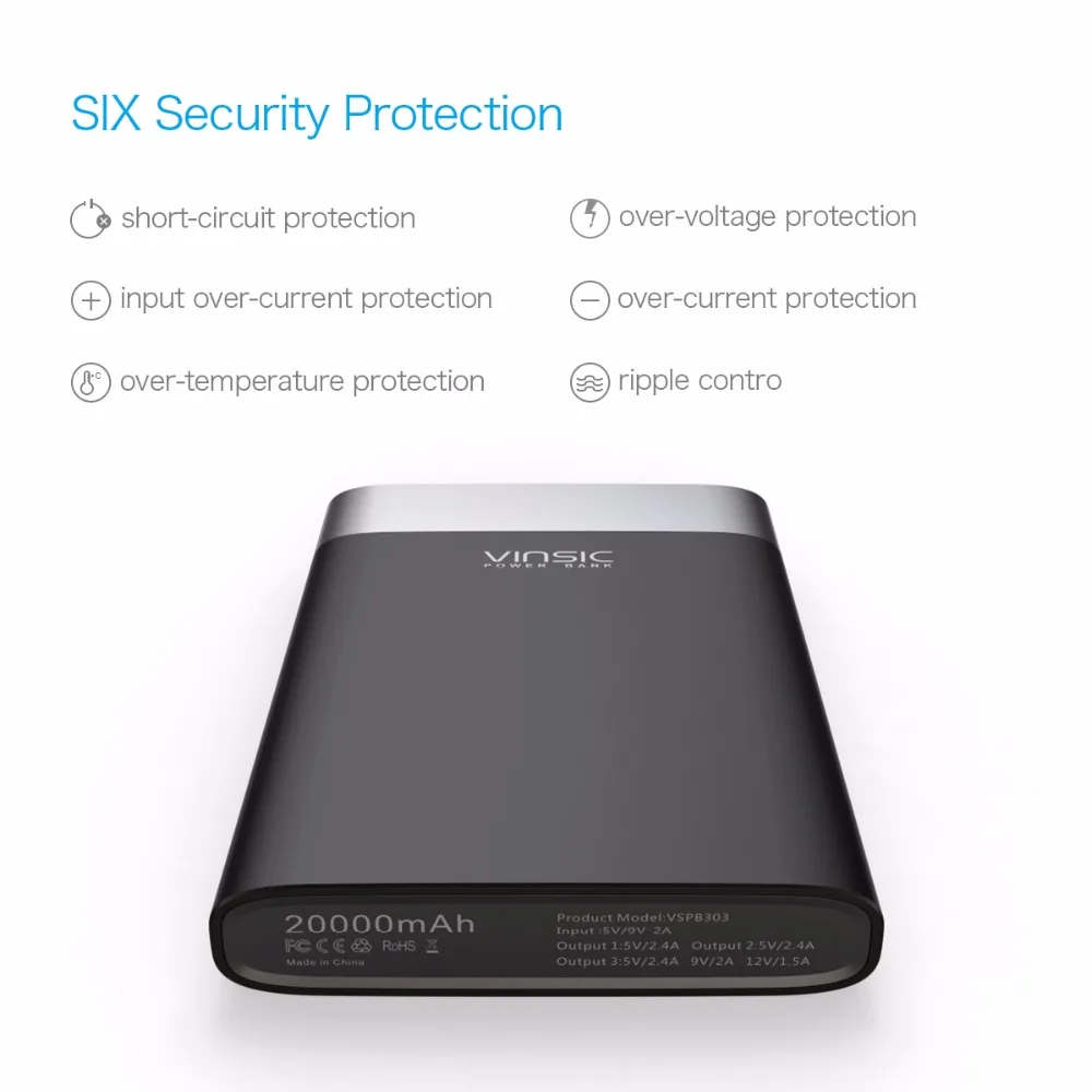 Vinsic 20000mAh Power Bank Quick Charge 3.0 Two-way Quick Charge Type-C Dual USB Battery Charger for iPhone X 8 8 Plus Xiaomi Vinsic 20000mAh Power Bank Quick Charge 3.0 Two-way Quick Charge Type-C Dual USB Battery Charger for iPhone X 8 8 Plus Xiaomi