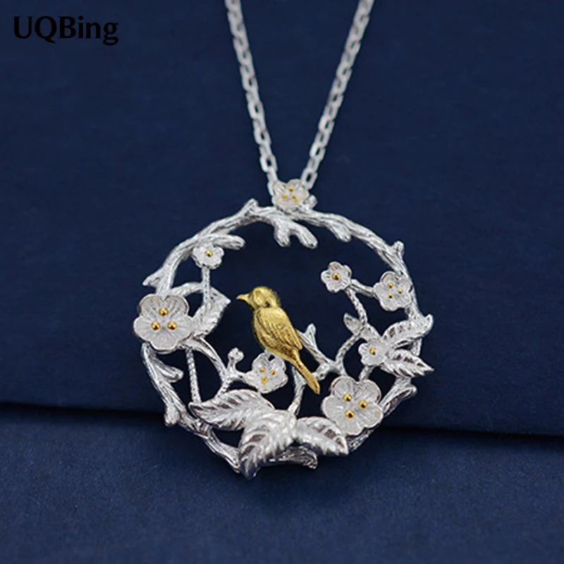

925 Sterling Silver Necklaces Gold Bird Pendants&Necklaces Pure Sterling Silver 925 Chain Necklace Jewelry Collar Colar de Plata
