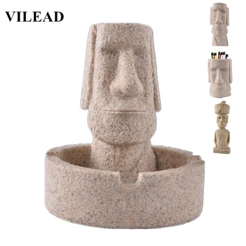 

VILEAD Easter Day Decoration Easter Island Moai Figurines Stone Pukao Statuettes Vintage Home Decor Creative New Year Gifts