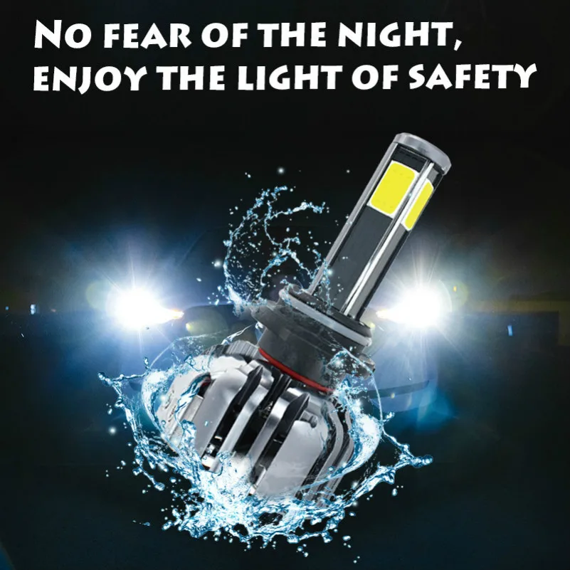 

2pcs Car Headlight Bulbs LED 12V 2600Lm H4 Lo canbus Car Lights two ways vortex air cooling system four sided LED lamp beads