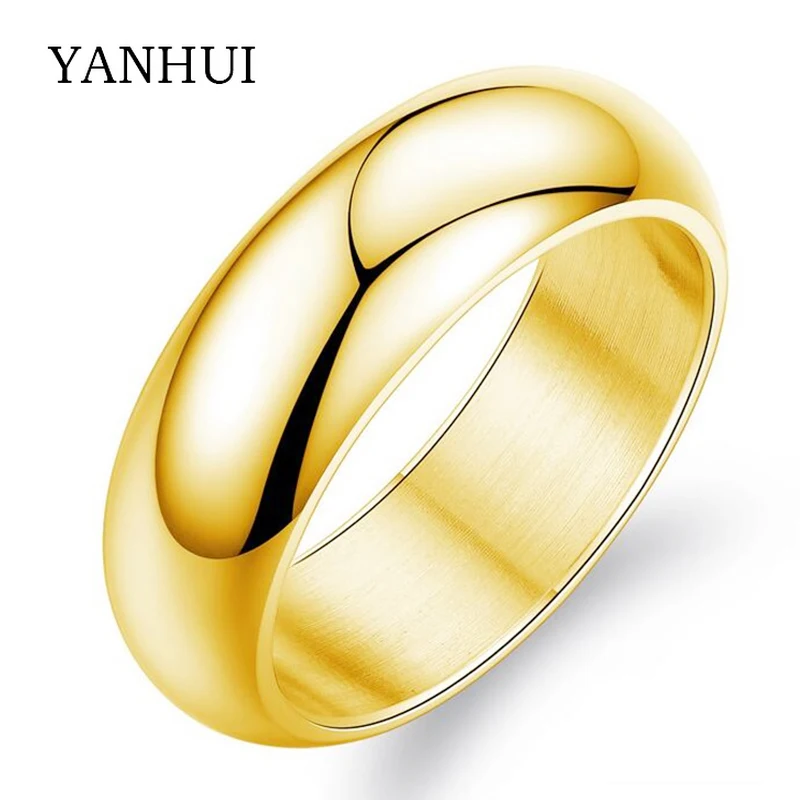 YANHUI Classic Forever No Fade Золотое кольцо обручальные свадебные кольца для женщин пары из нержавеющей стали золотого цвета кольца RGJ334