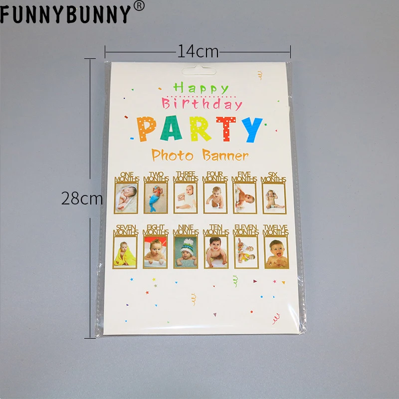 FUNNYBUNNY 12 месяцы фоторамка баннер для первого дня рождения украшения ребенка