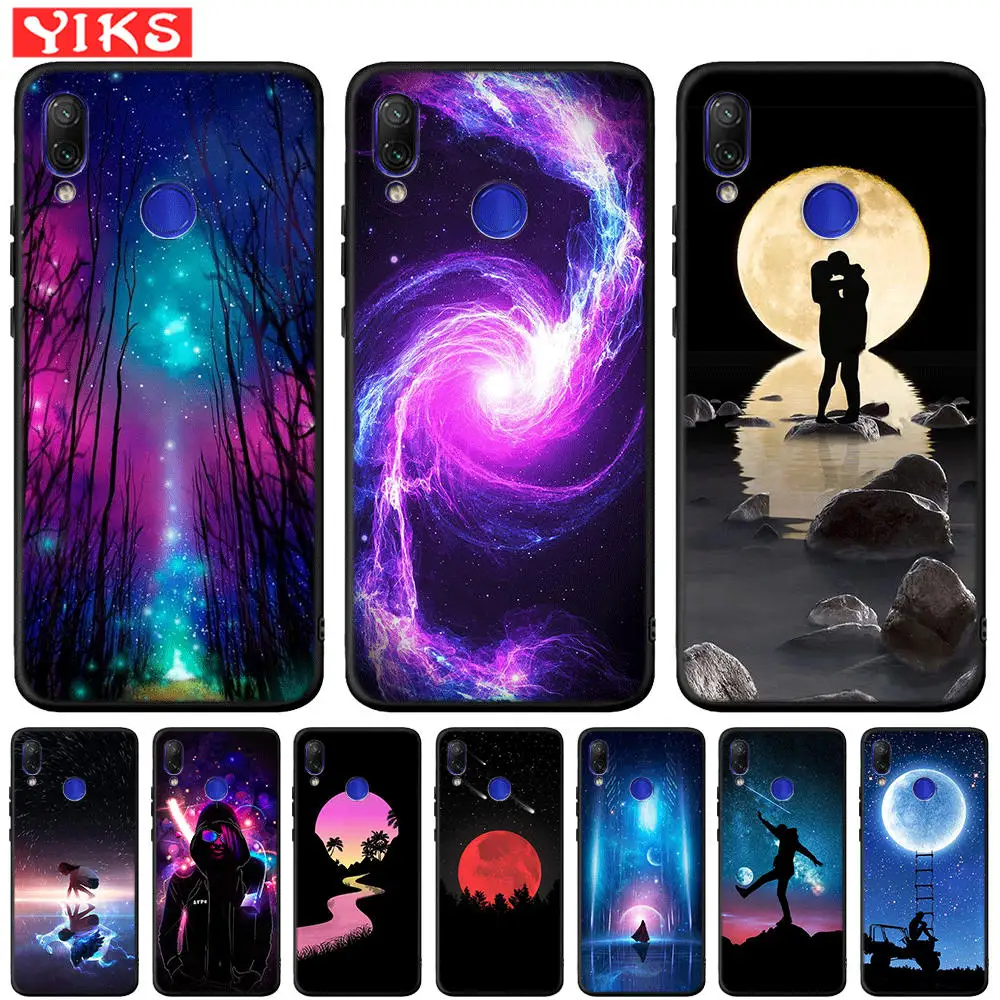 Silicone TPU Phone Case For Redmi Note 7 7A 6 Pro 6A 5A Prime 4X 5 Plus Starry Nigh Moon Couple Xiaomi A1 A2 Lite 6X | Мобильные