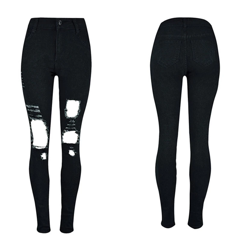 Autumn Spring New Fashion Big Hole Skinny Jeans for Women S 2XL Slim