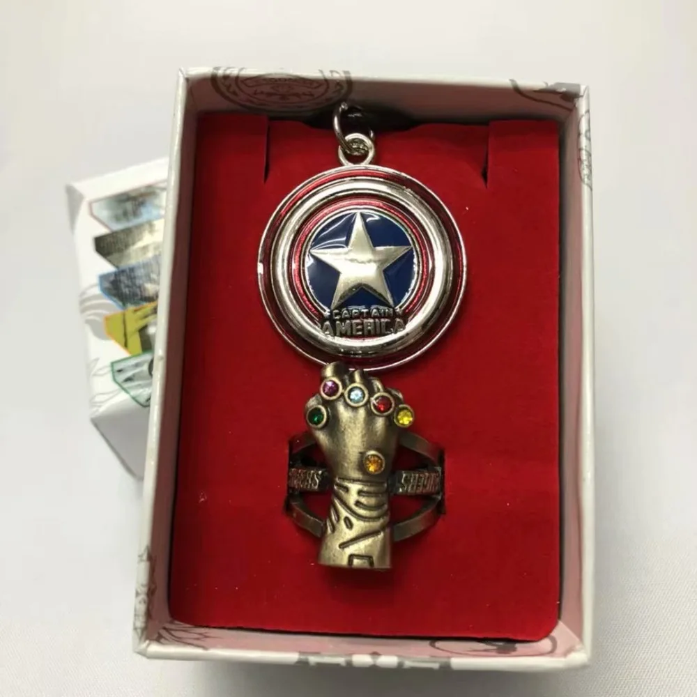 

2pcs/set Cartoon Avengers Infinity War Thanos Infinity Gauntlet Captain America metal pendant alloy fashion necklace