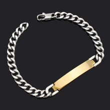 ATGO Высокая полированная нержавеющая сталь ID браслет, пустая ручная цепь, мужские ювелирные изделия, в золотой серебряный цвет высокое качество