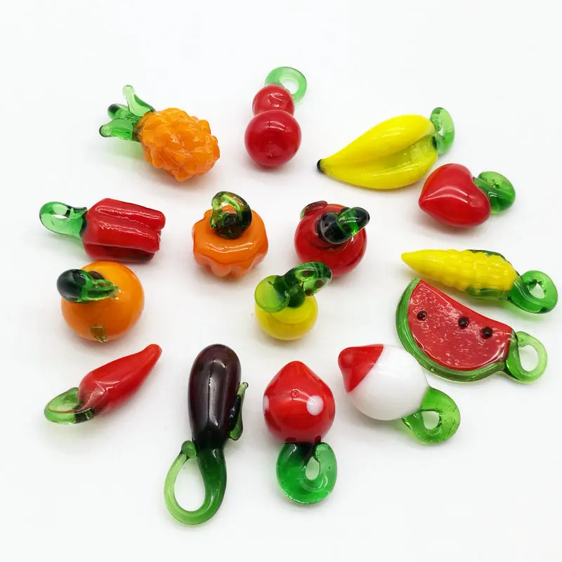 50 шт Смешанные Овощные и фруктовые бусины из муранского стекла|murano glass fruit|mixed
