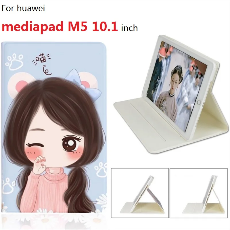 

Painted Case For Huawei MediaPad M5 10.1 inch Multicolor pattern Flip Case Stand Smart Cover Sleep/Wake Tablet Protect Cases