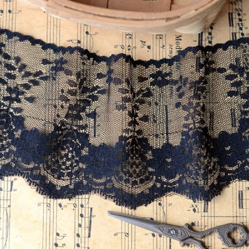 

High-quality Clothing accessories Black H8501 floral embroidery lace