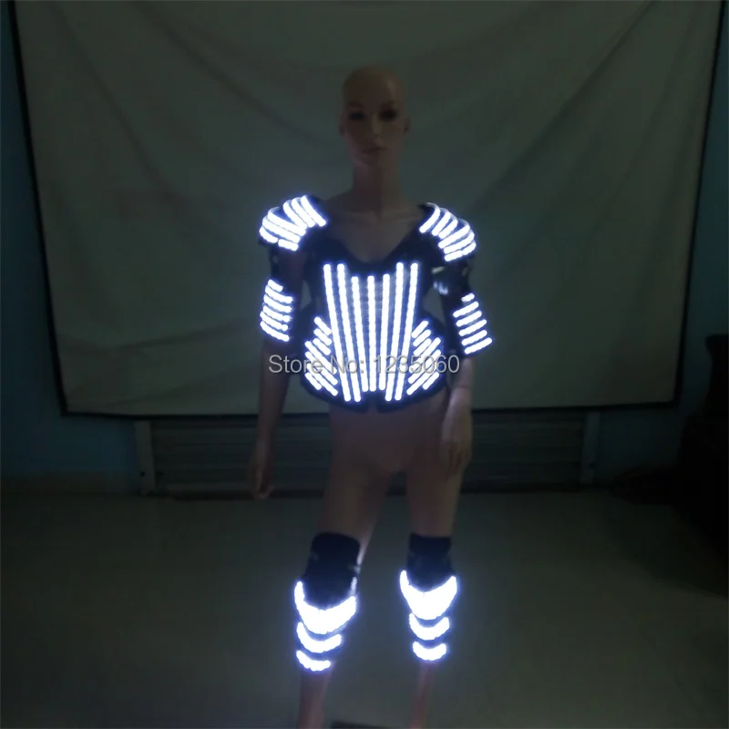 Hot-sale-white-color-led-armor-led-costumes-high-power-led-legs-led-keen-pad-for